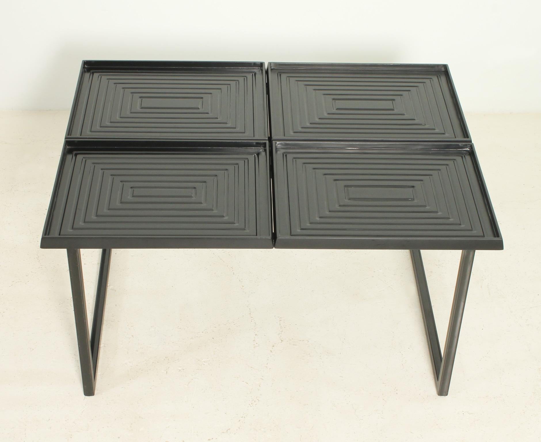 French Geometric Coffee Table with Loose Trays For Sale