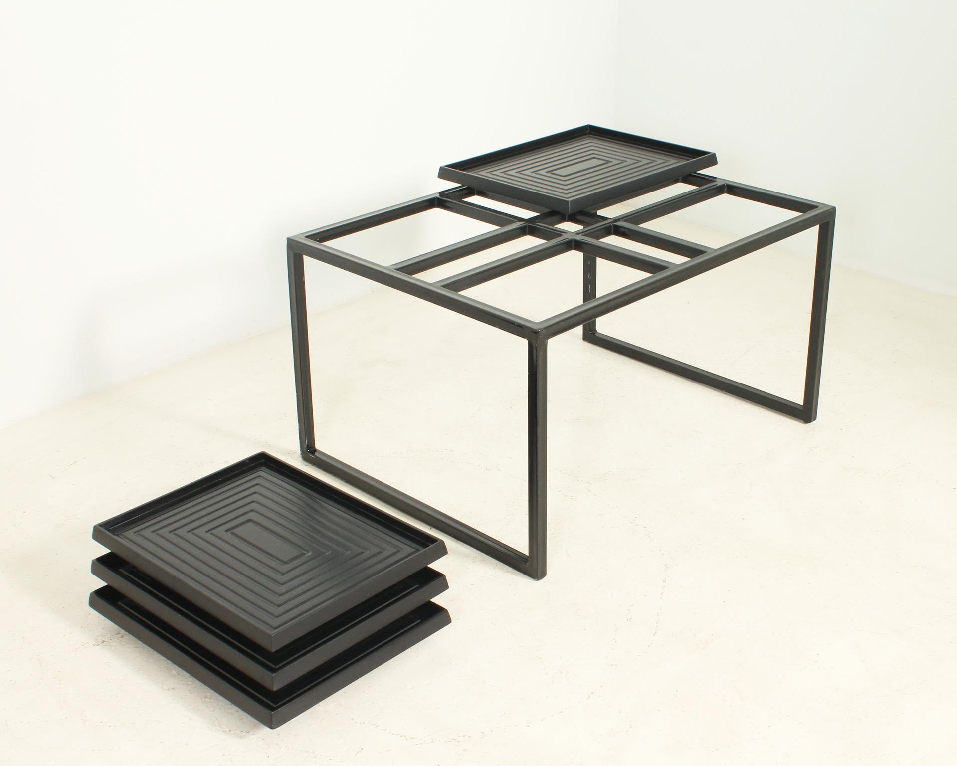 Geometric Coffee Table with Loose Trays For Sale 1