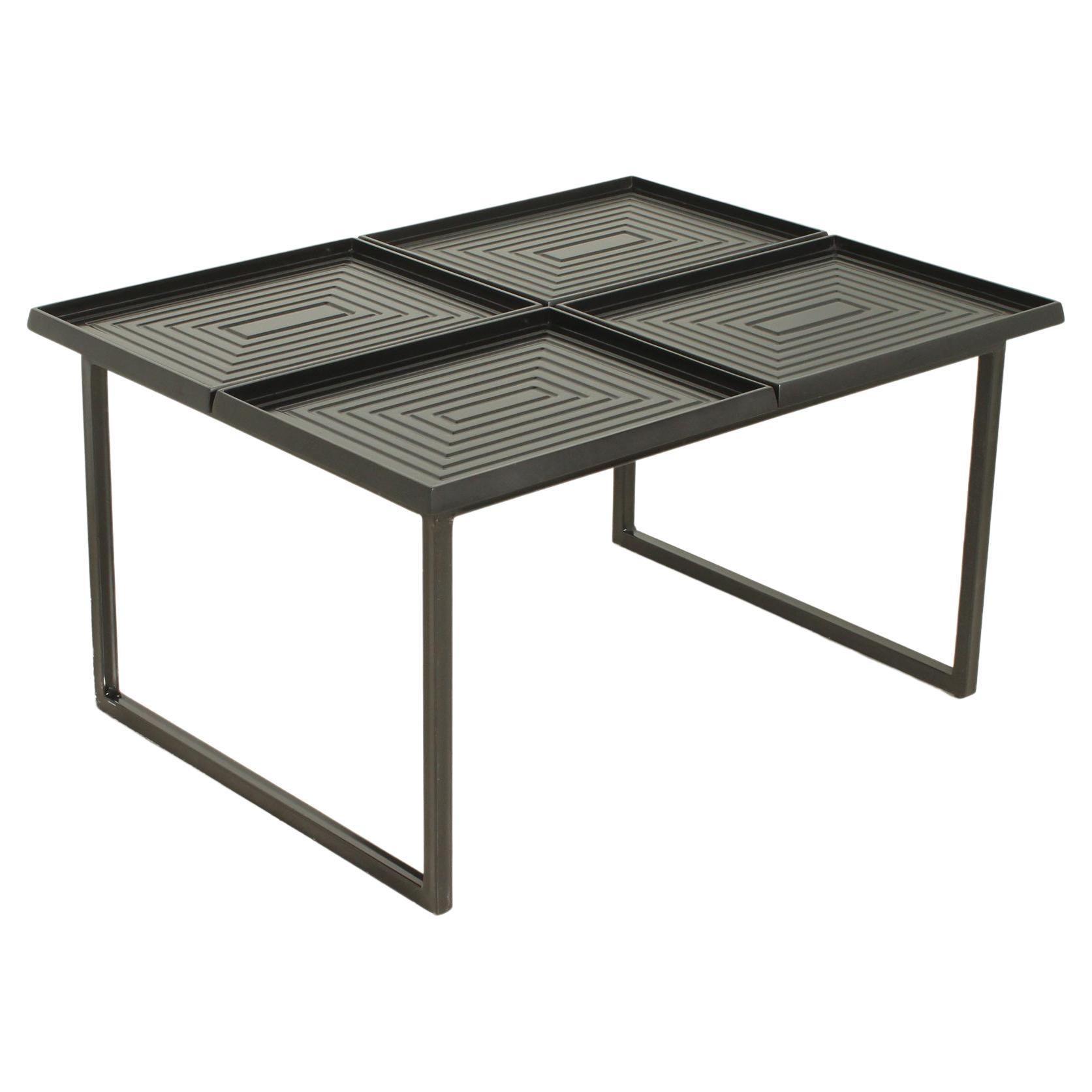 Geometric Coffee Table with Loose Trays For Sale