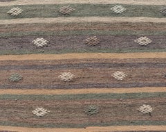 Geometric Colorful Vintage Turkish Flat-Weave Kilim Runner 2'11 x 10'8