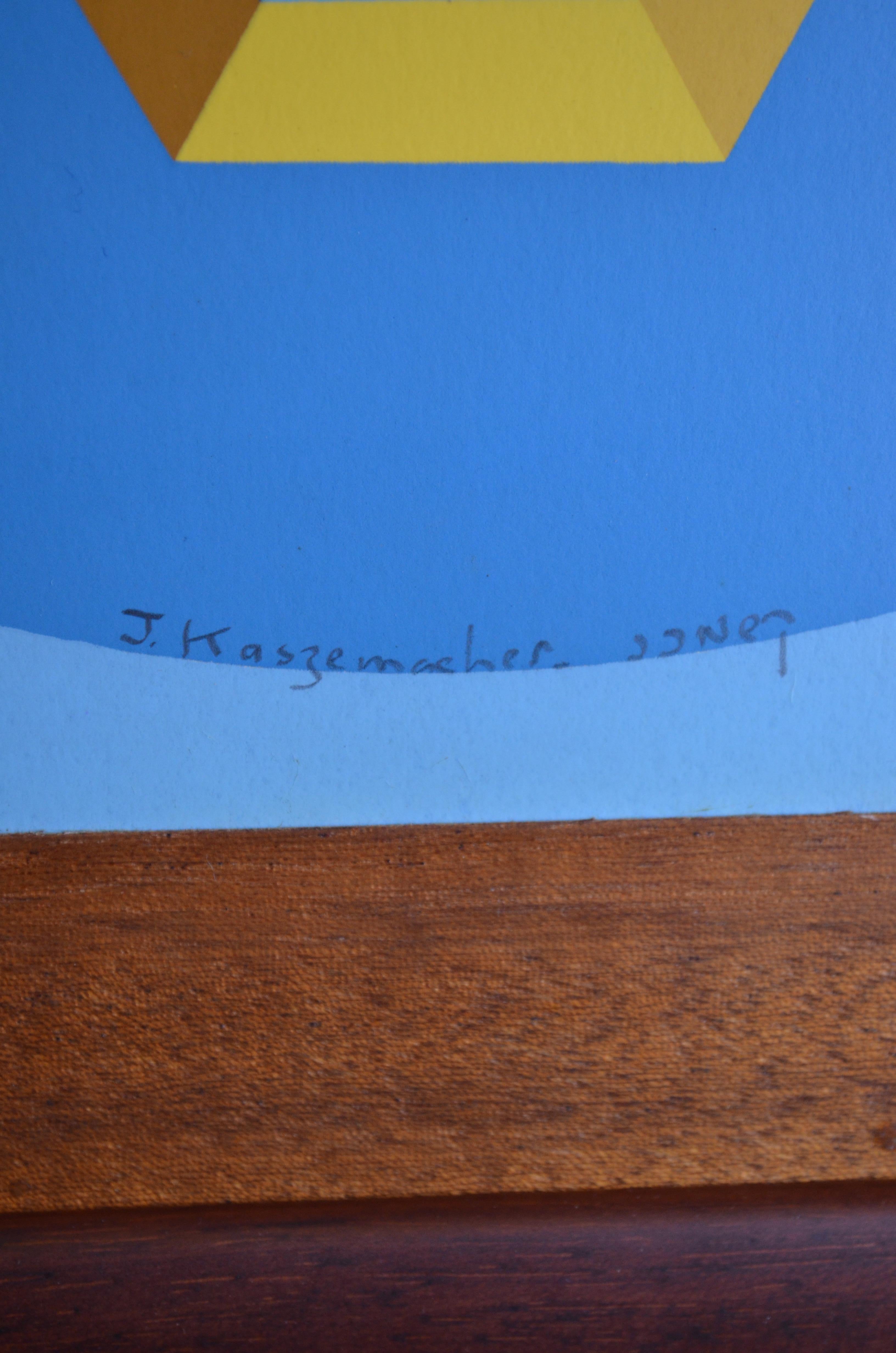 Geometrische Komposition von Yaakov Kaszemacher, Acryl auf Papier, auf Holz montiert im Angebot 1