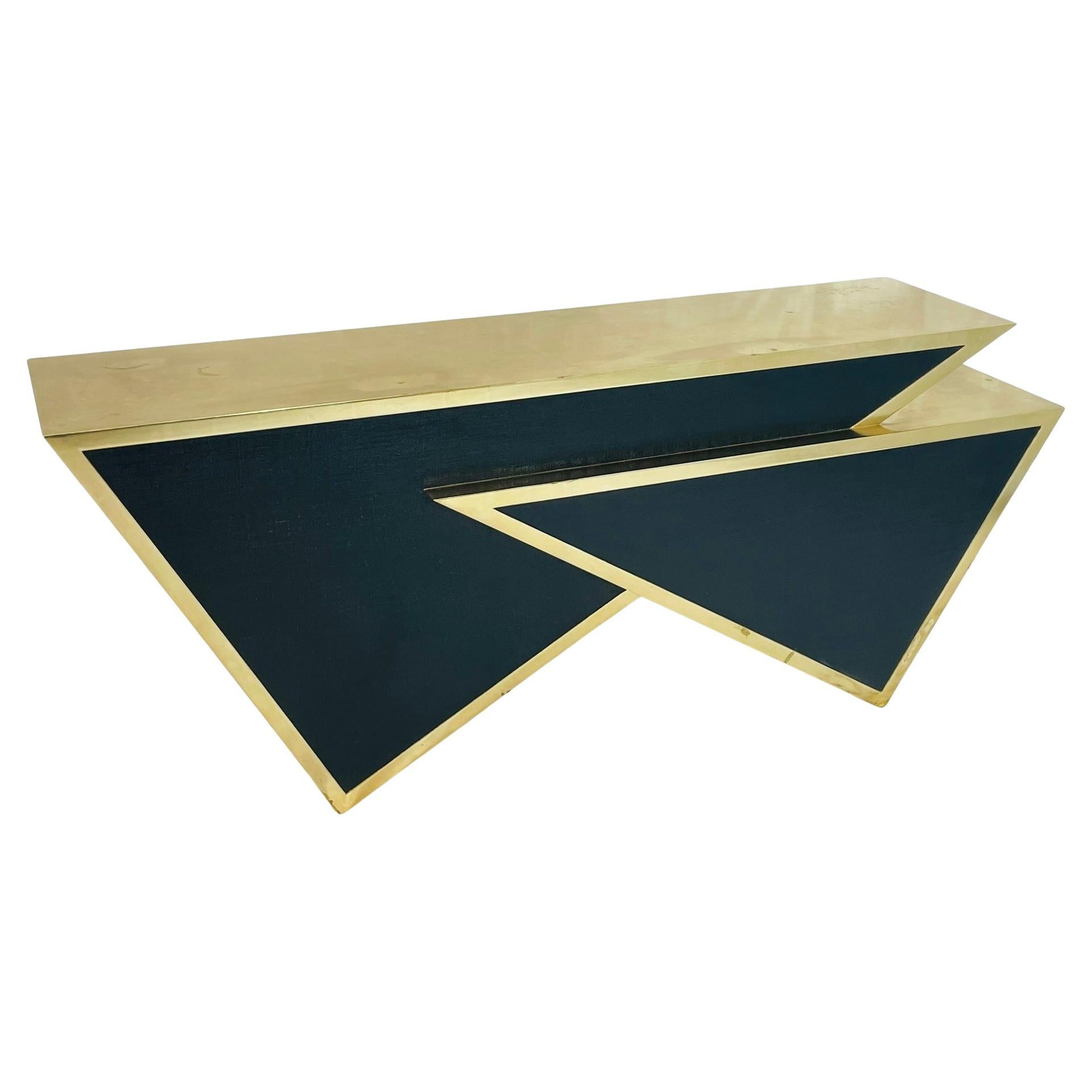 Tavolo da console geometrico in foglia d
argento di Meuble Decor, Los Angeles in vendita