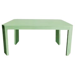 Table de salle à manger laquée aigue-marine contemporaine géométrique Acento