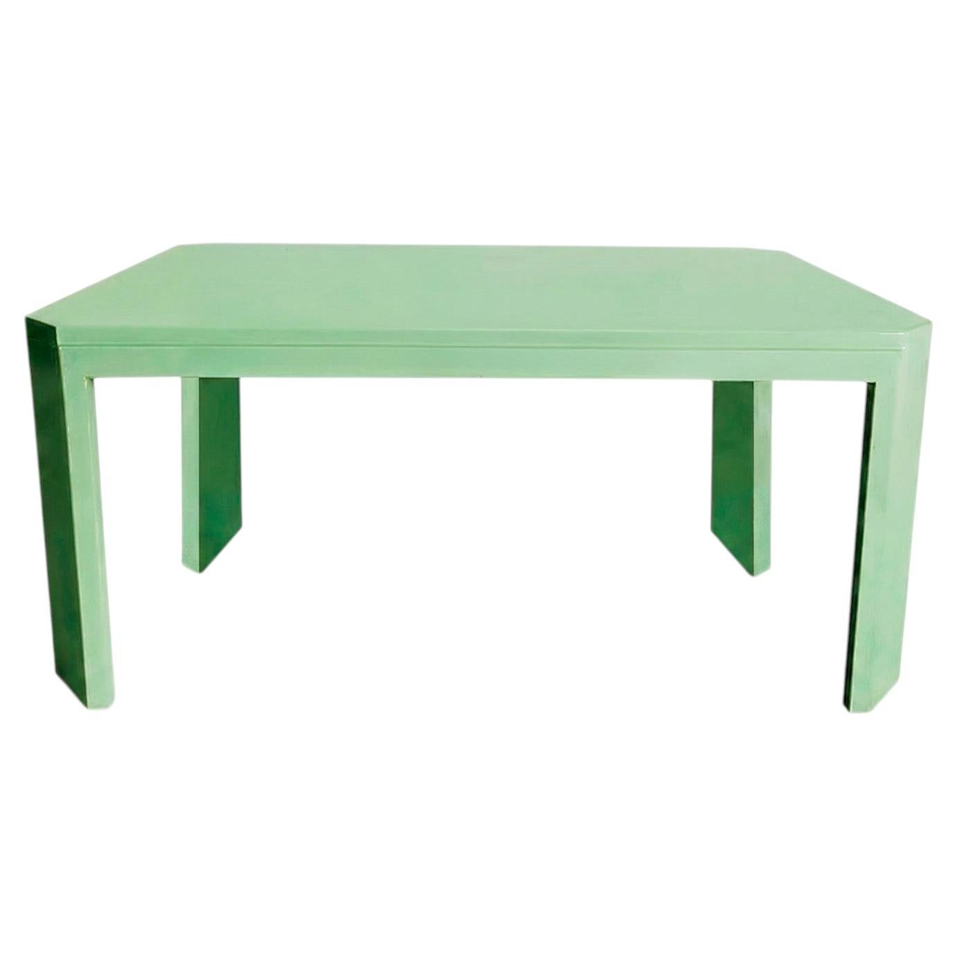 Geometric Contemporary Aquamarine Lacquered Dining Table Acento