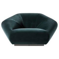 Contemporary Armchair by Hessentia Upholstered with Green velvet