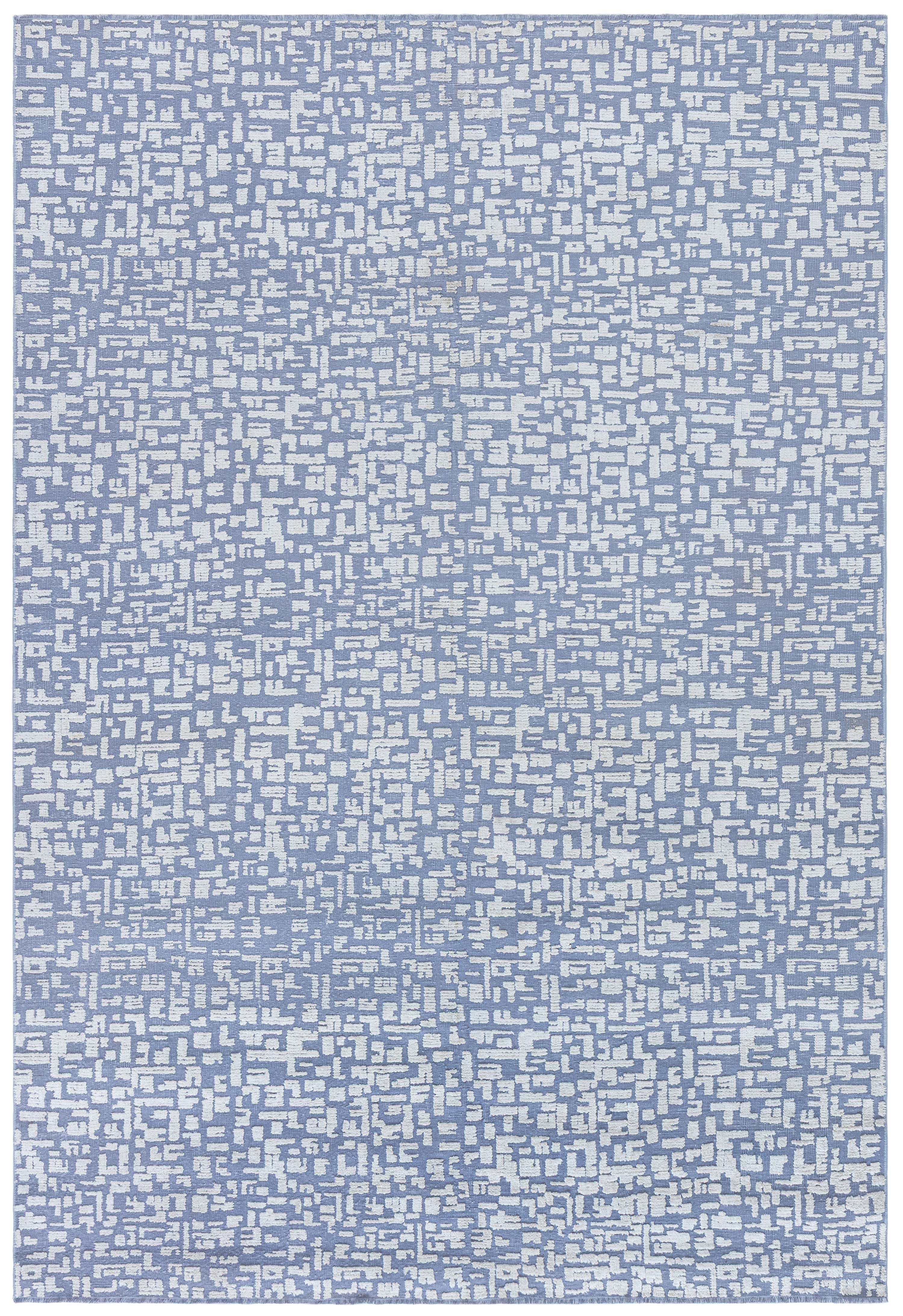 Geometric Contemporary Carpet In Gray And Blue "Periwinkle" by Doris Leslie Blau