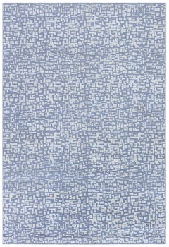 Geometric Contemporary Carpet In Gray And Blue "Periwinkle" by Doris Leslie Blau