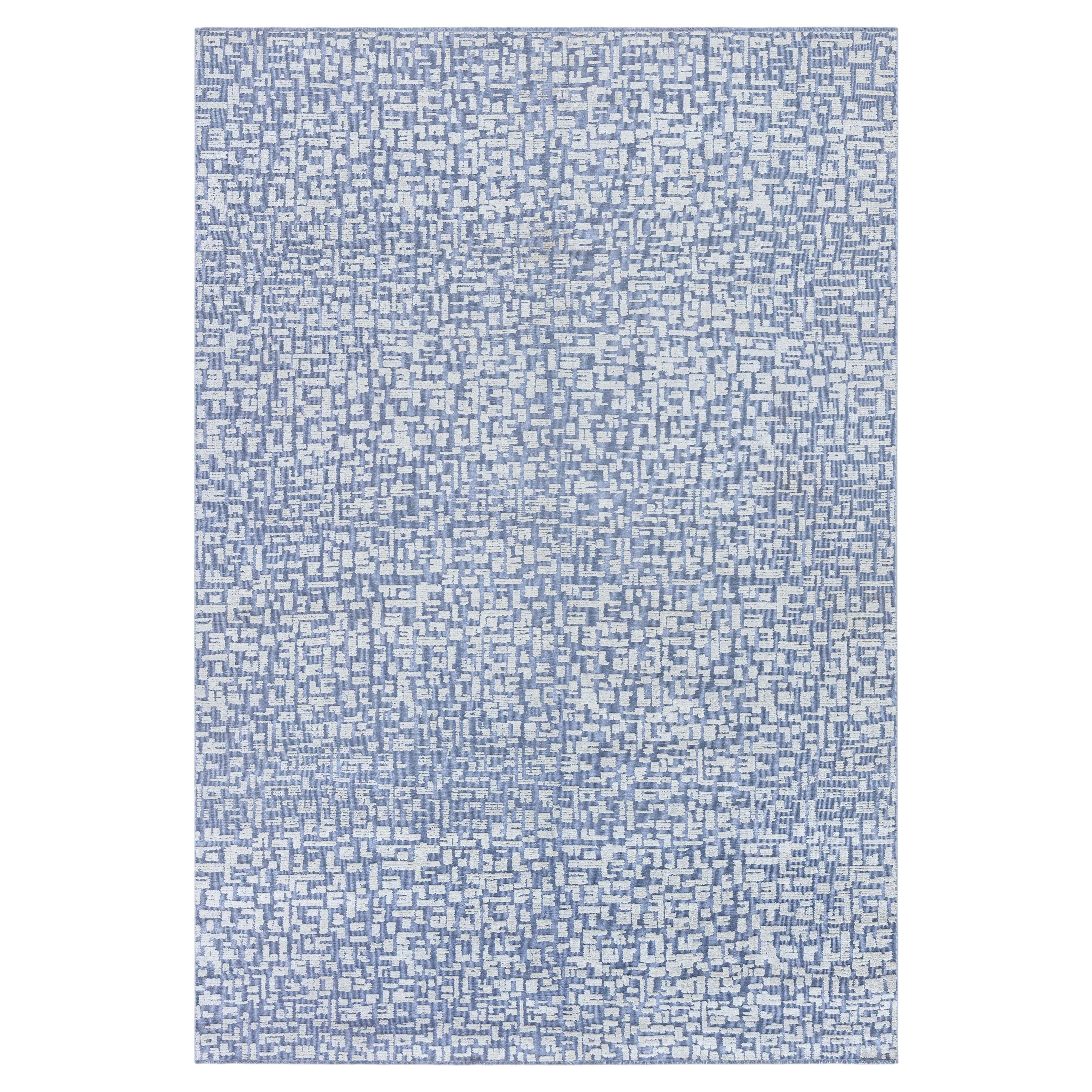 Geometric Contemporary Carpet In Gray And Blue "Periwinkle" by Doris Leslie Blau For Sale