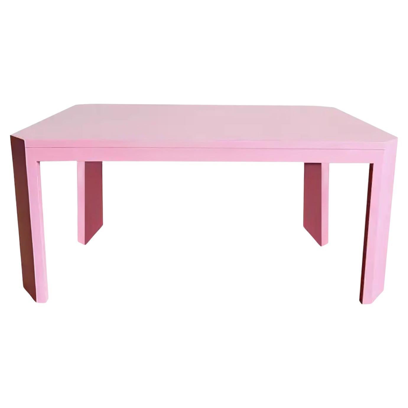 Geometric Contemporary Pink Lacquered Dining Table Acento