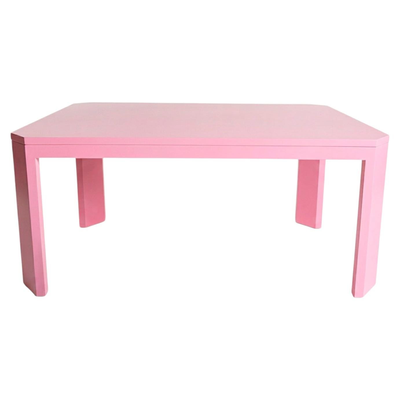 Geometric Contemporary Pink Lacquered Dining Table Acento