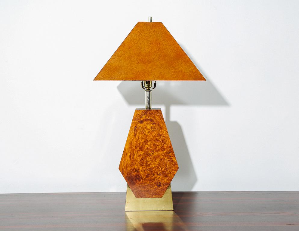 Mid-Century Modern Geometric Cork Shade Table Lamp