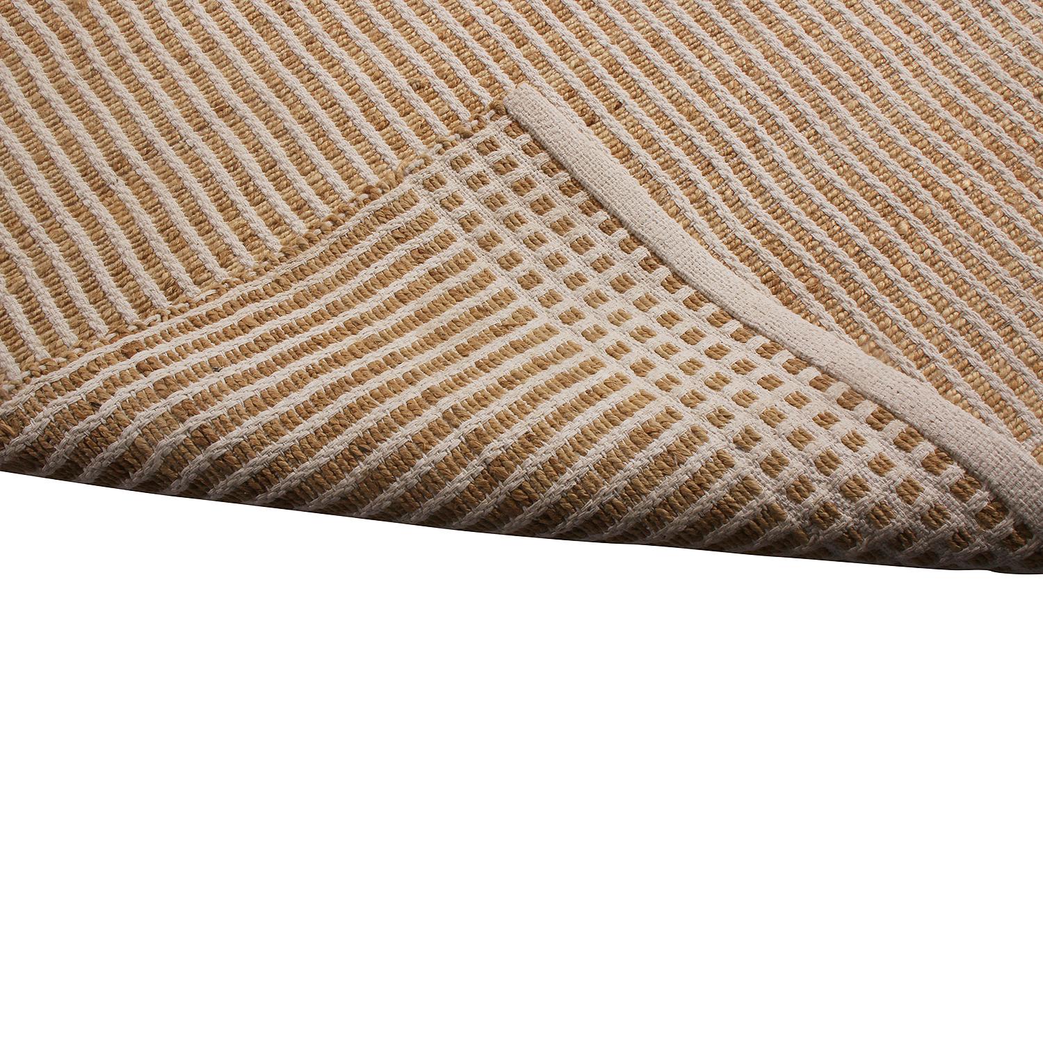 Contemporary Geometric Cream Beige and Yellow Hemp Cotton Flat-Weave Rug by Rug & Kilim