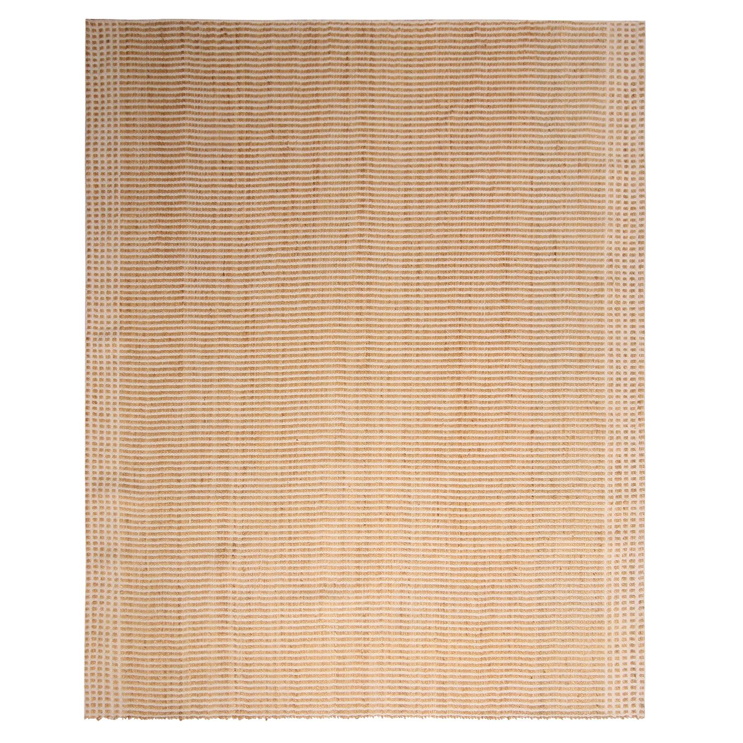 Geometric Cream Beige and Yellow Hemp Cotton Flat-Weave Rug by Rug & Kilim