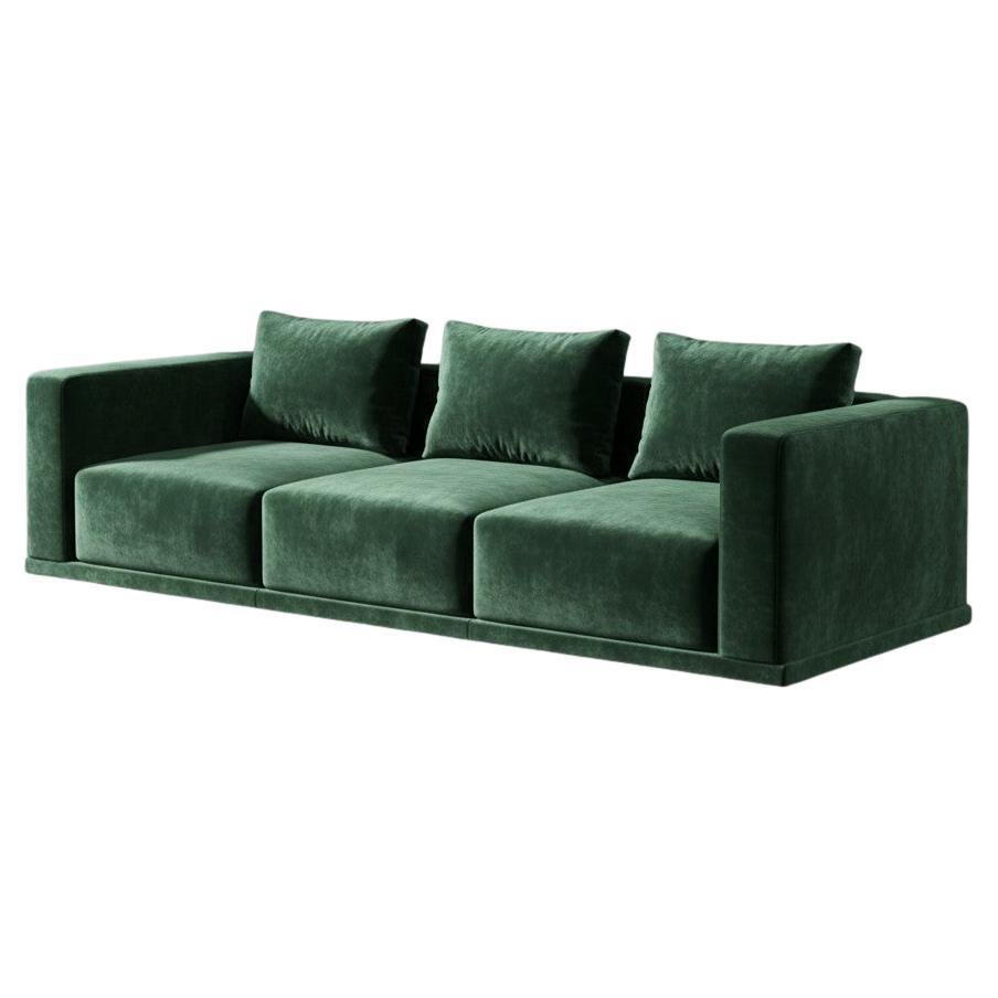 Geometric Cube Blocks Sofa in Rich Emerald Green Velvet By Mondo For Sale