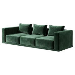Geometric Cube Blocks Sofa in Rich Emerald Green Velvet By Mondo