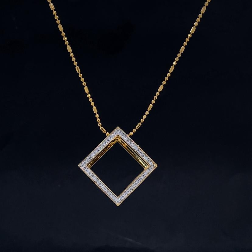 Women's 3D Cube Diamond Pendant in 18k Solid Gold For Sale