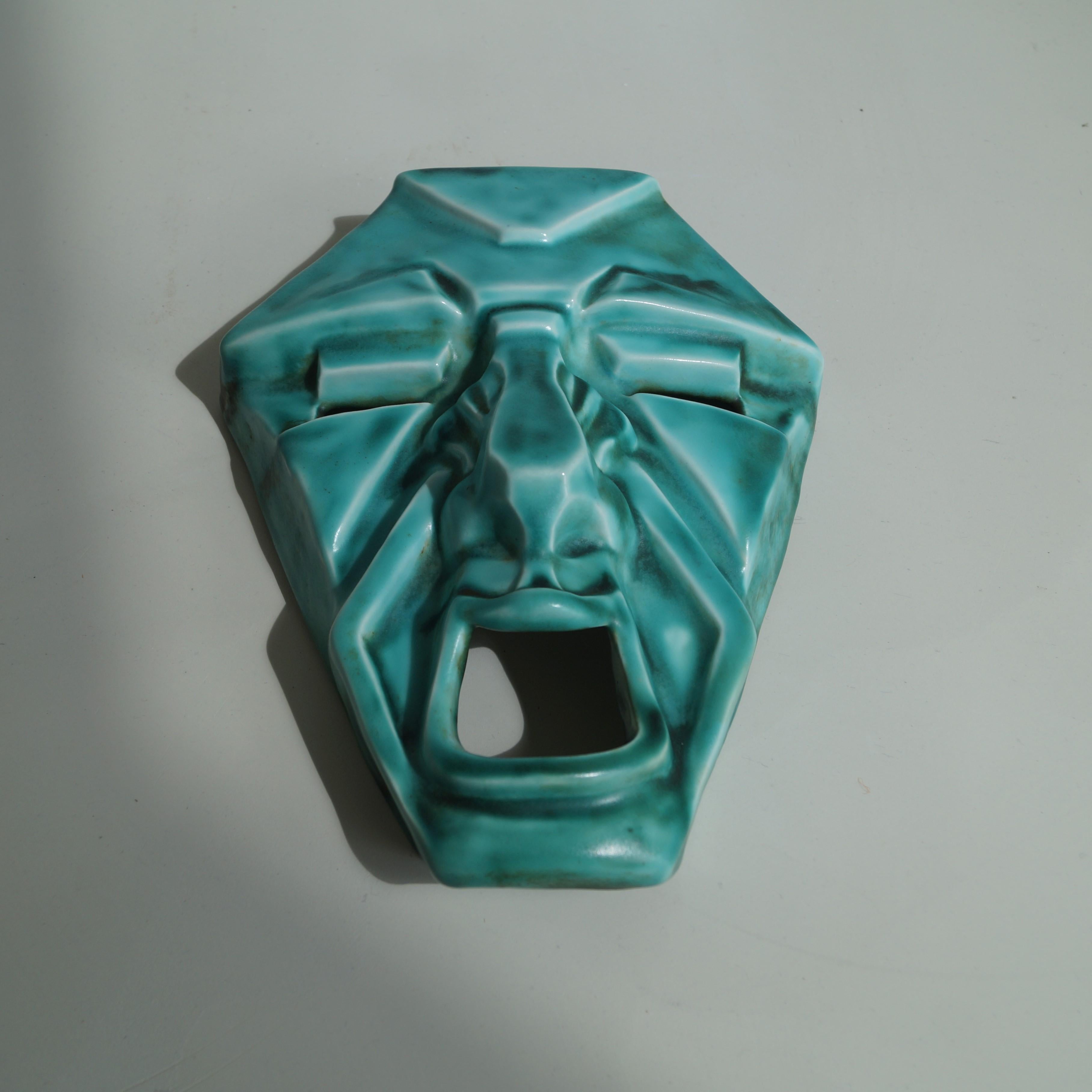 Art Deco geometric  'Grotesque' face mask by Ron Birks, Newport Pottery, England 4