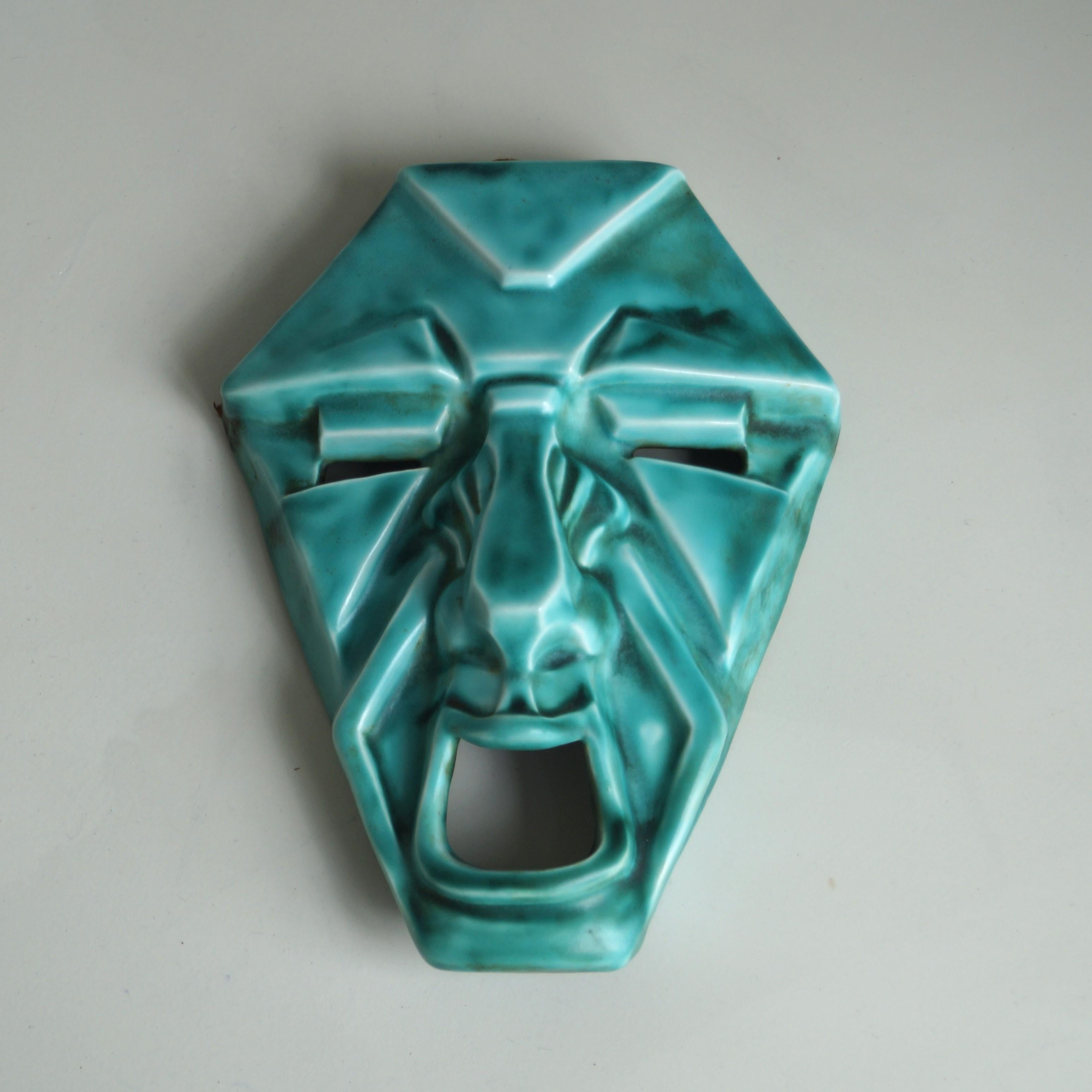Art Deco geometric  'Grotesque' face mask by Ron Birks, Newport Pottery, England 6