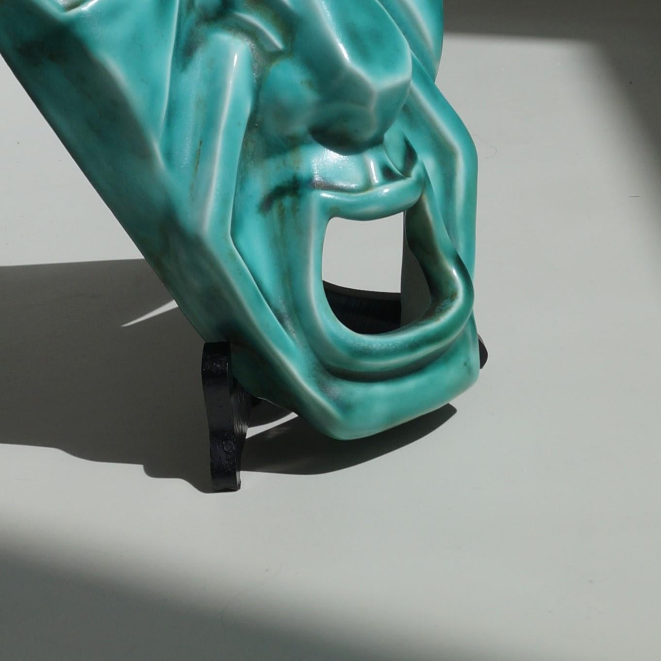 Ceramic Art Deco geometric  'Grotesque' face mask by Ron Birks, Newport Pottery, England