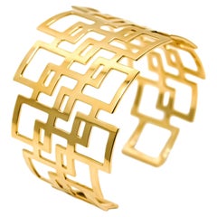 Geometric Cuff Bracelet in 18kt Gold by Mohamad Kamra