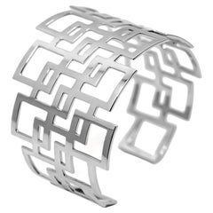 Geometric Cuff Bracelet in 18kt White Gold by Mohamad Kamra