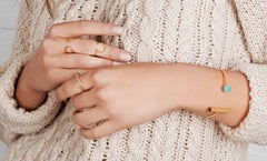 Geometric Cuff Bracelet with Turquoise and Gold Plate by Allison Bryan