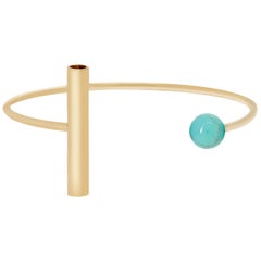 Geometric Cuff Bracelet with Turquoise and Gold Plate by Allison Bryan