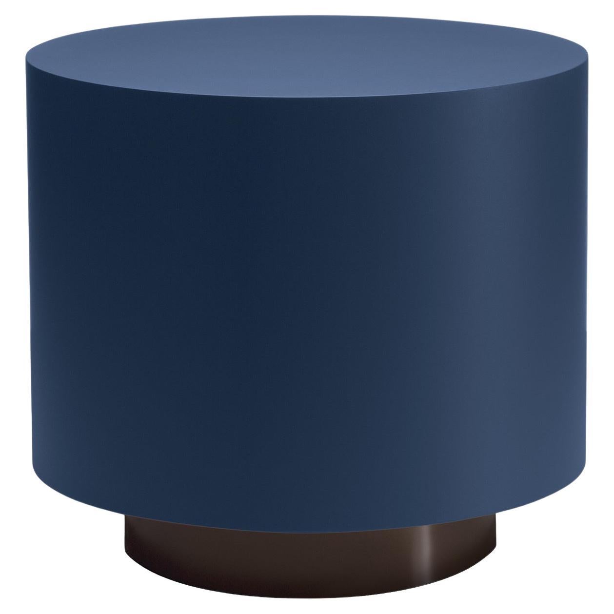 Geometric Cylindrical Blue Side Table For Sale