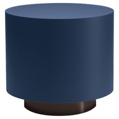 Table d'appoint cylindrique bleue géométrique