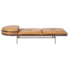 Geometric Daybed in Solid Walnut, Bronze and Leather by Craig Bassam