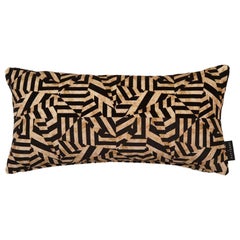 Geometric Dazzle Antique Gold Cotton Velvet Lumbar Cushion by 17 Patterns