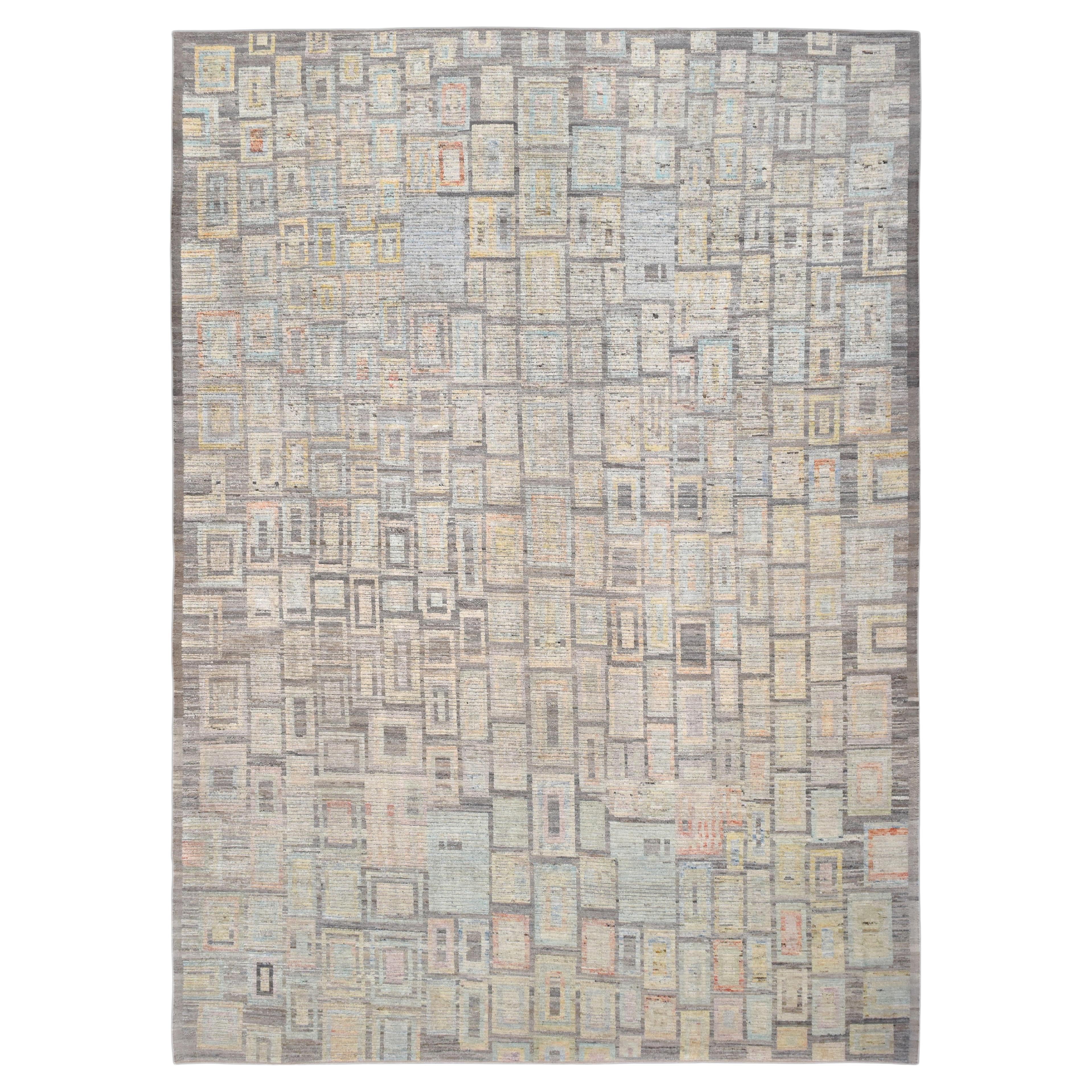 Geometrischer Deko-Modern-Wollteppich 13'8''x19'