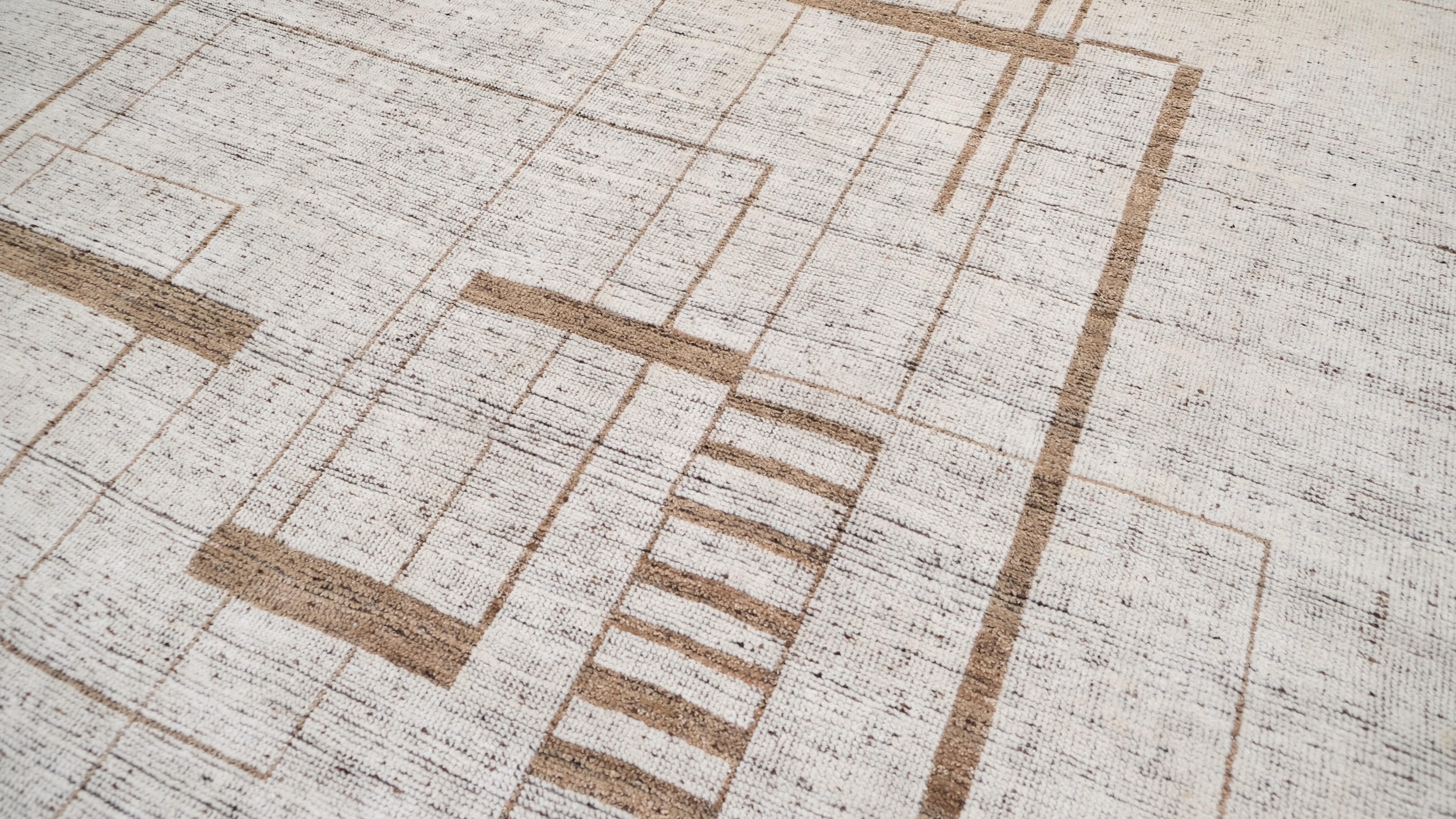 Geometrischer Deko-Teppich aus gemusterter Wolle 9'3''x12'6'' (Pakistanisch) im Angebot