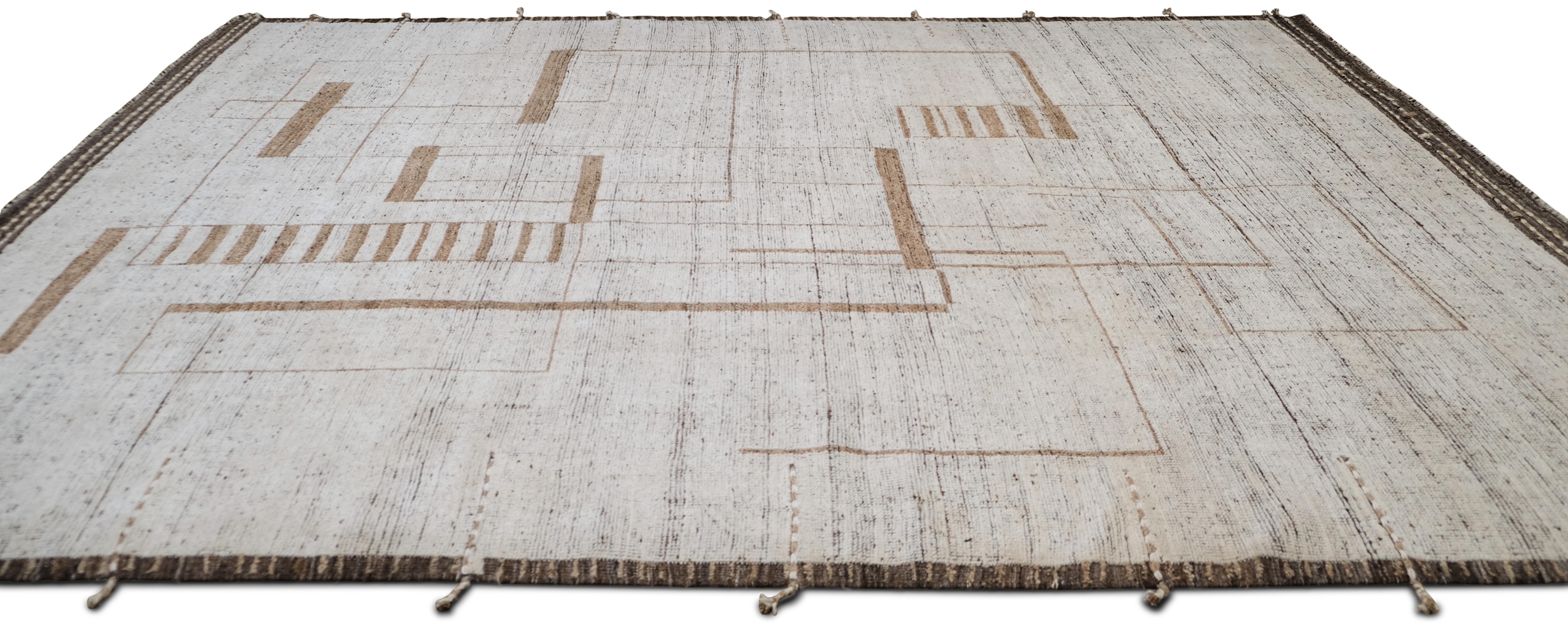Geometrischer Deko-Teppich aus gemusterter Wolle 9'3''x12'6'' (Handgeknüpft) im Angebot