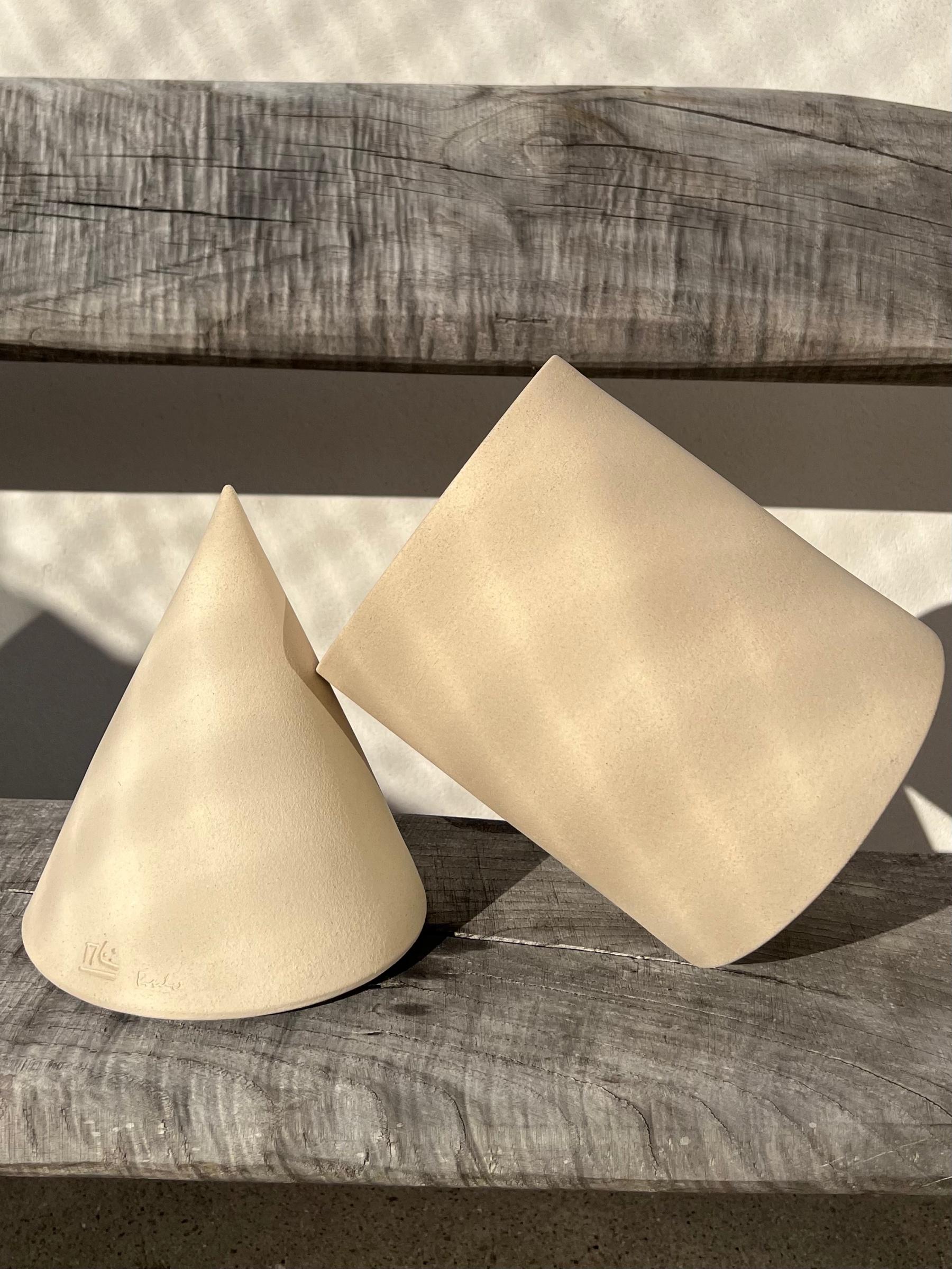 Geometric Decoration Set Ceramic, White Porcelain, Sculptural Object 'Cubism' For Sale 6