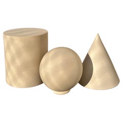Geometric Decoration Set Ceramic,  White Porcelain, Sculptural Object 'Cubism'