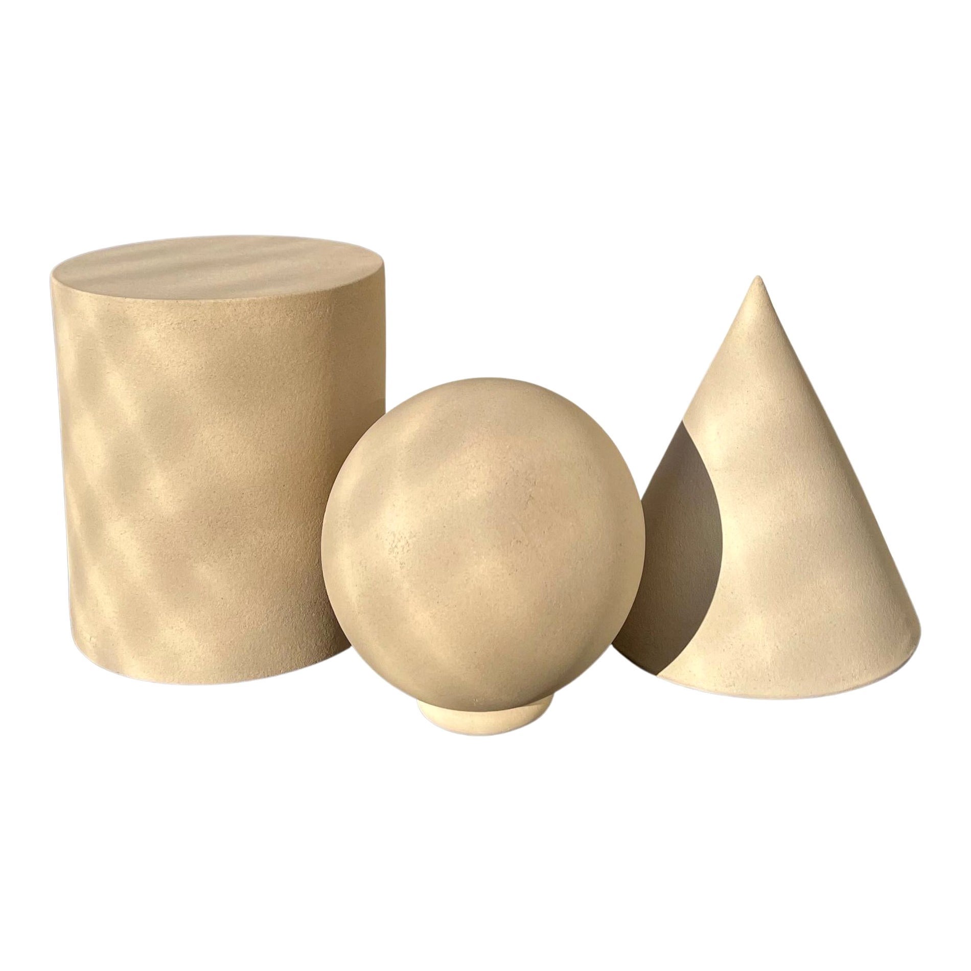 Geometrisches Dekorations-Set aus Keramik, weißem Porzellan, skulpturales Objekt „Kubismus“