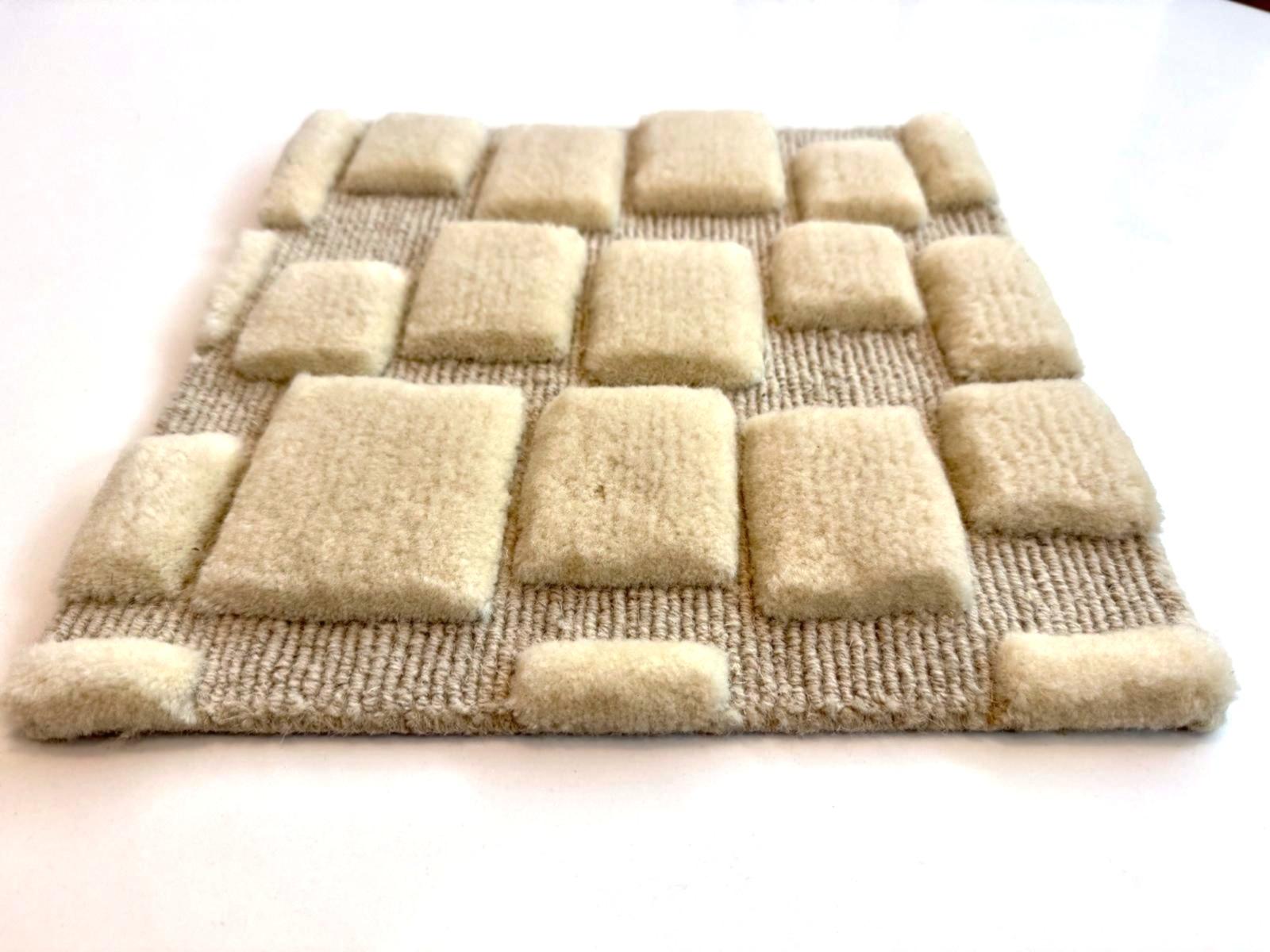 Nepalese Geometric Desert / Knotted Rug 8'x10'-Tibetan Wool & Bamboo Silk Modern Design in vendita