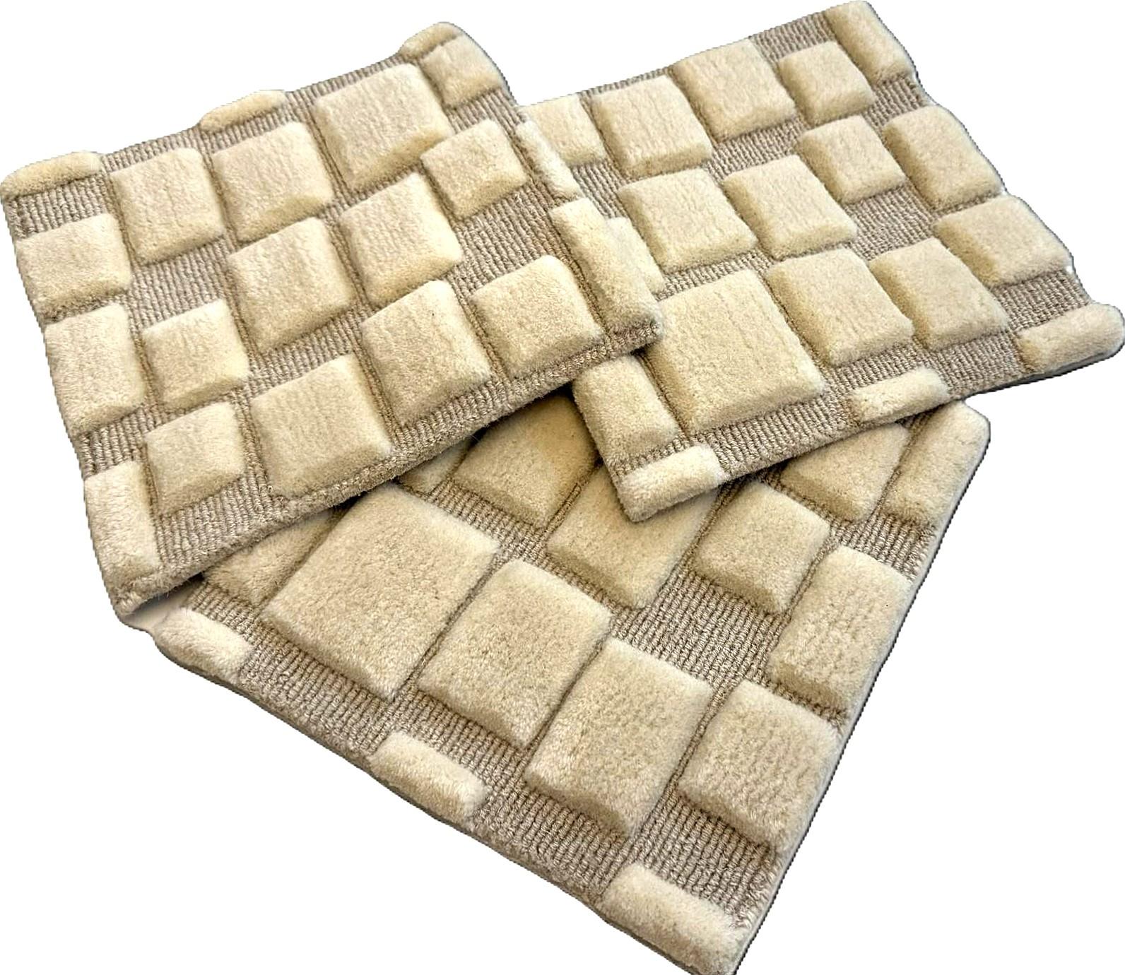 Moderno Geometric Desert / Knotted Rug 9'x12'-Tibetan Wool & Bamboo Silk Modern Design in vendita