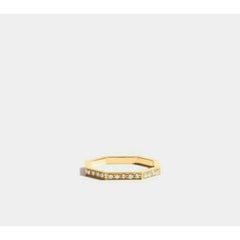 Geometric Design 14k Solid Gold Octagon Diamond Minimalist Ring