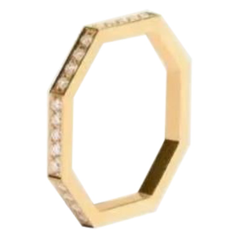 Geometrisches Design 14k Solid Gold Oktagon Diamant Minimalist Ring