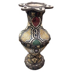 Geometric Design And Ornate Star Shape Top Vase, Morocco, 19th Century