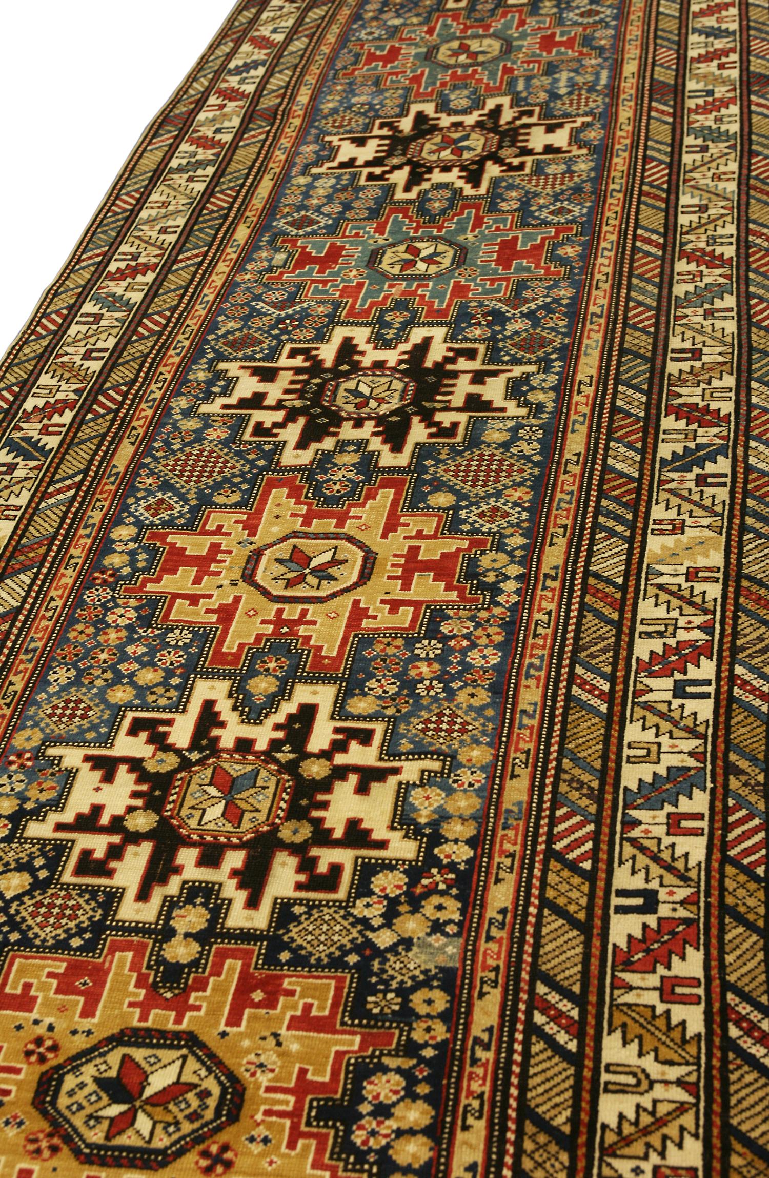 Fin du XIXe siècle Tapis du Caucase Lezghi à motif géométrique en vente