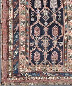 Geometric Design Antique Persian Afshar Rug with Multi-Layered Border