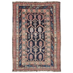 Geometric Design Antique Persian Afshar Rug with Multi-Layered Border
