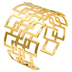Geometric Design Cuff Bracelet in 18kt Yellow Gold