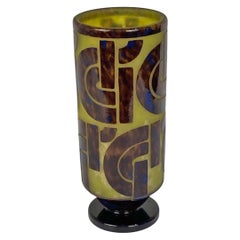 Geometrische Glasvase mit geometrischem Design von Le Verre Francais