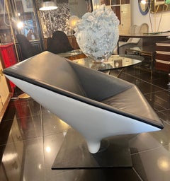 Geometric Design Lounge Chair in Fibreglass and Leather