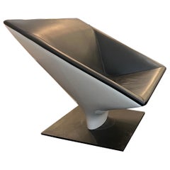 Geometric Design Lounge Chair in Fibreglass and Leather