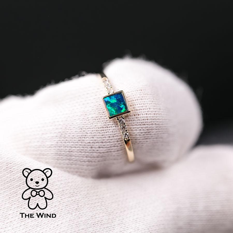 Minimalist Square Shaped Australian Doublet Opal & Diamond Engagement Ring 14K Yellow Gold.


Free Domestic USPS First Class Shipping! Free Gift Bag or Box with every order!

Opal—the queen of gemstones, is one of the most beautiful gemstones in the